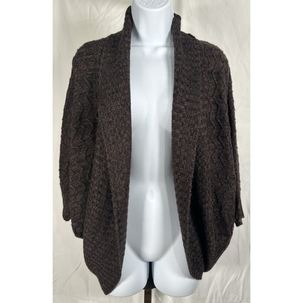 Women’s Brown Shrug Cardigan 3/4 Sleeve Open Front Size Large Lightweight